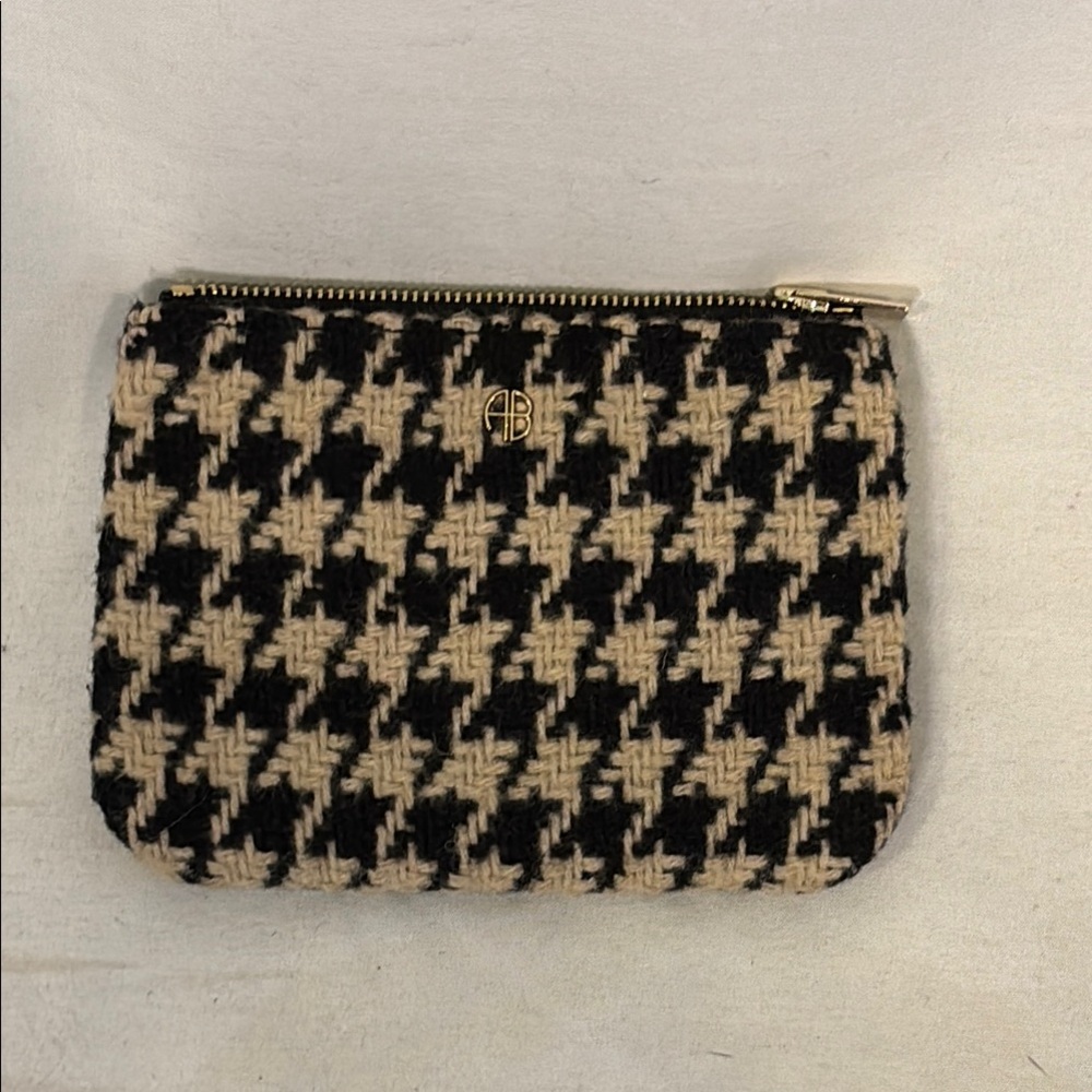 Anine Bing Black and Cream Houndstooth Wallet